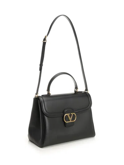 Valentino 9 To 5 Flap Leather Top-handle Bag In Black
