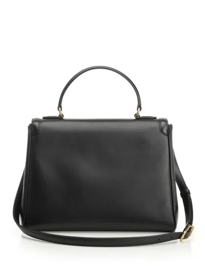 Valentino 9 To 5 Flap Leather Top-handle Bag In Black