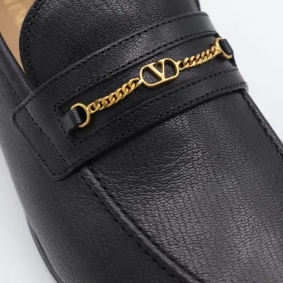 Valentino Garavani Vlogo Signautre Leather Loafers In Black