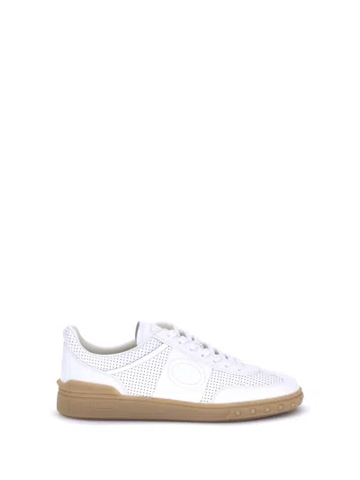 Valentino Garavani Nappa Leather Upvillage Round Toe Sneakers In White
