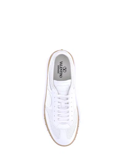 Valentino Garavani Nappa Leather Upvillage Round Toe Sneakers In White