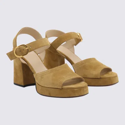 Valentino Garavani Mustard Suede Vlogo Signature Sandals In Animal Print