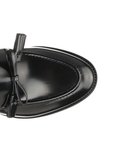 Valentino Bowshire Loafers In Black Glossy Calfskin In Black