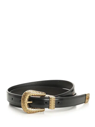 Valentino Garavani Black Vlogo Signature Brushed Calfskin Belt
