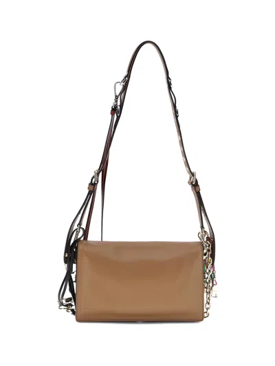 Prada Soft Sound Large Caramel Leather Bag With Charms In Brown