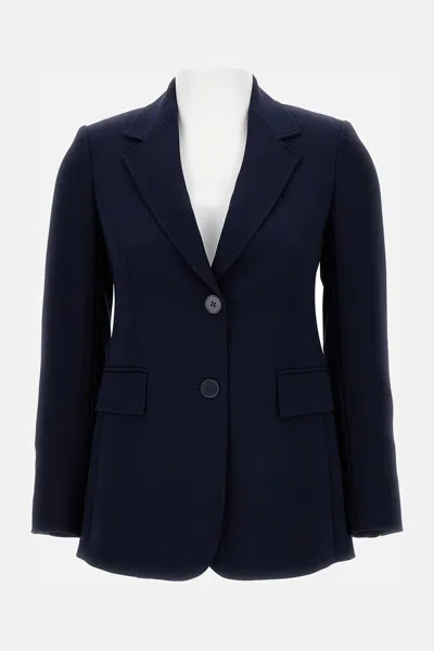 Max Mara Tailored Suit With Flap Pockets And Lapels In Blue