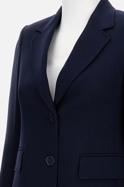 Max Mara Tailored Suit With Flap Pockets And Lapels In Blue