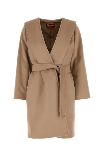 Max Mara Virgin Wool Coat Newmang In Brown