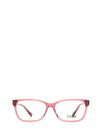 Chloé Rectangular Frame Glasses In Pink