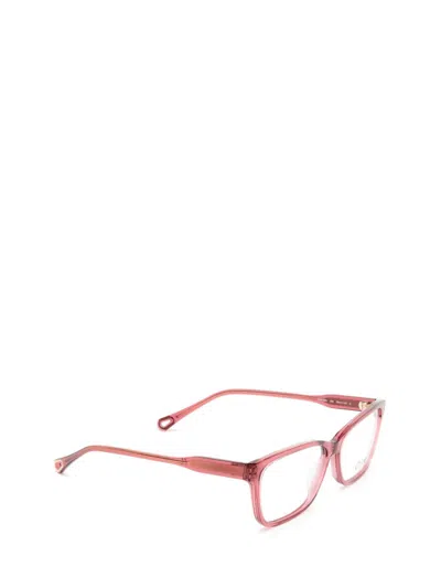 Chloé Rectangular Frame Glasses In Pink