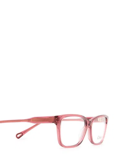 Chloé Rectangular Frame Glasses In Pink