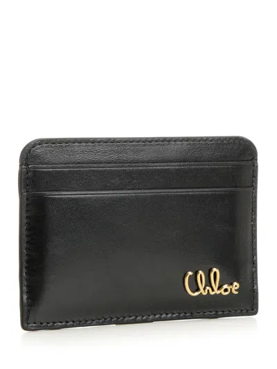 Chloé Chloe Leather Card Holder In Black