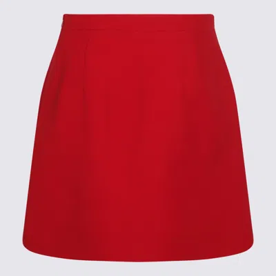 Valentino High Waist Skirt Heart-shaped Buttons In Red