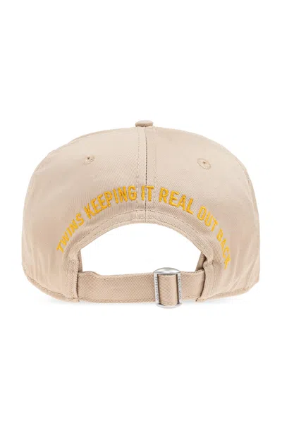 Dsquared2 Beige Structured Cap With Logo Patch In Brown