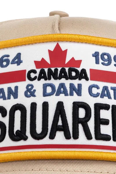 Dsquared2 Beige Structured Cap With Logo Patch In Brown