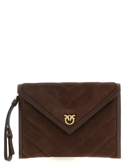 Pinko Suede Clutch In Brown