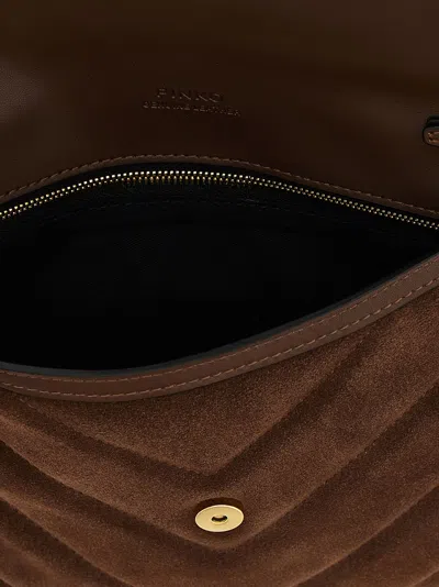 Pinko Suede Clutch In Brown