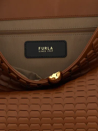 Furla Calfskin Shoulder Bag In Brown
