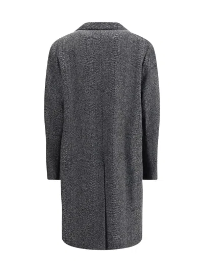 Givenchy Men Wool Blend Coat With Herringbone Motif In Multi