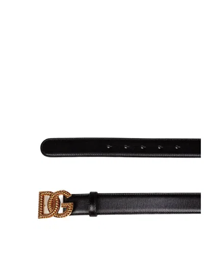 Dolce & Gabbana Dg Logo Belt In Black