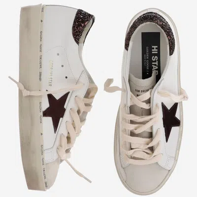 Golden Goose Starry Sneakers With Glitter Heel Tab In Neutral