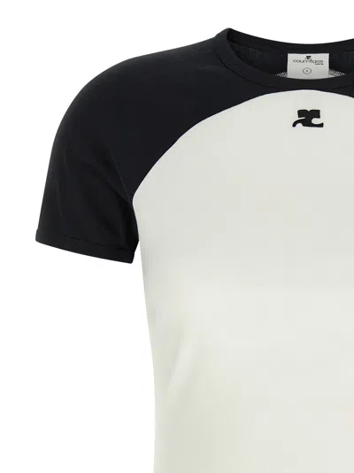 Courrèges Circle Contras T-shirt Woman Black And White In White