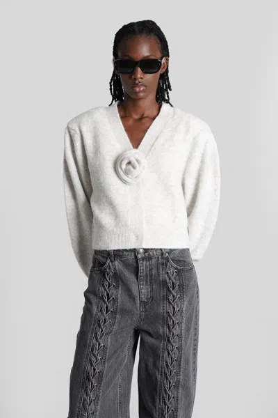 Rotate Birger Christensen Rotate Light Grey Alpaca Blend Cardigan In White