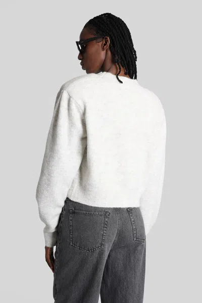 Rotate Birger Christensen Rotate Light Grey Alpaca Blend Cardigan In White