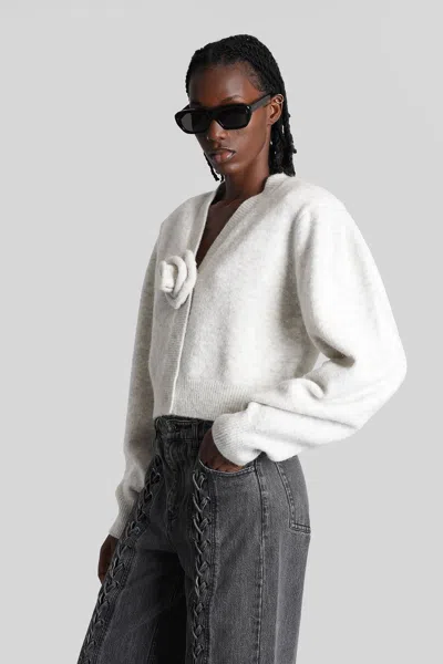 Rotate Birger Christensen Rotate Light Grey Alpaca Blend Cardigan In White