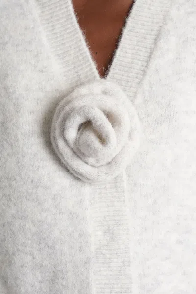 Rotate Birger Christensen Rotate Light Grey Alpaca Blend Cardigan In White