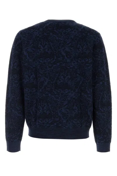 Etro Maglione In Misto Cotone Ricamato  Uomo In Black