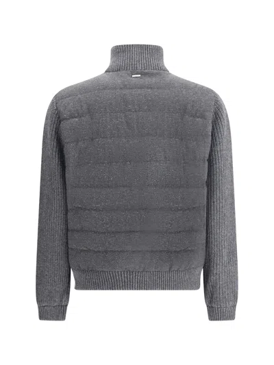 Herno Men Wool Bomber Jacket In Gray