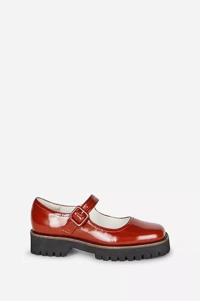 Intentionally Blank Veronica Lug Sole Mary Jane Flats In Red