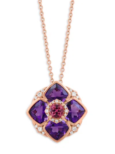 Effy Women's 14k Rose Gold, Amethyst, Pink Tourmaline & Diamond Pendant Necklace In Purple