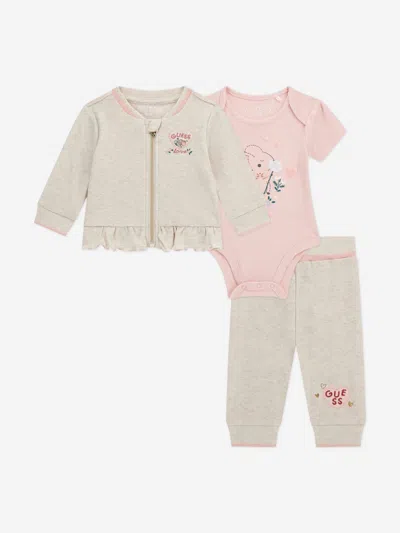 Guess Baby Girls Tracksuit Set In Neutral