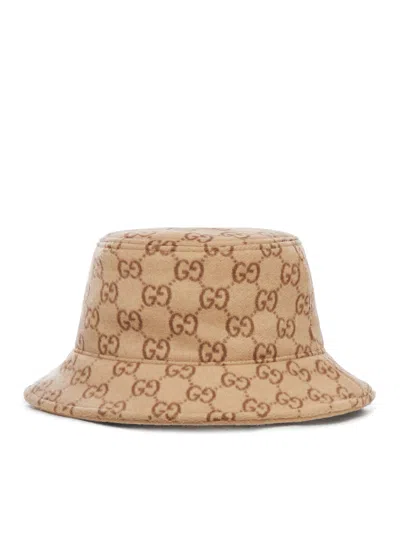 Gucci Gg Jacquard Wool Bob Hat In Brown