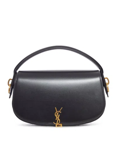 Saint Laurent Voltaire In Box Curved-handle Leather Shoulder Bag In Black