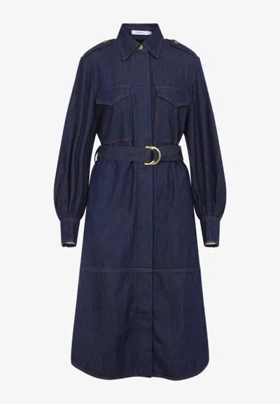 Zimmermann Denim Cargo Midi Dress In Blue