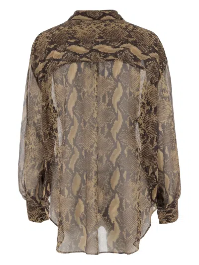 Aspesi Python-print Buttoned Shirt In Brown