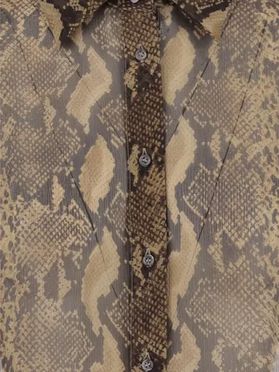 Aspesi Python-print Buttoned Shirt In Brown
