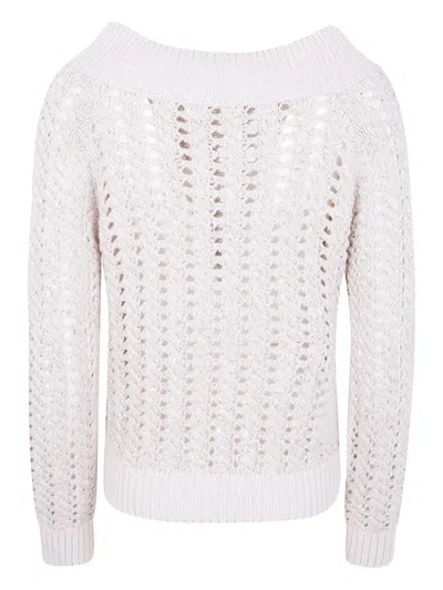 D Exterior D.exterior Braid Crystals Boatneck Sweater In White
