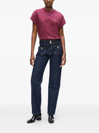 Karl Lagerfeld Double-button Patch-pocket Jeans In Blue