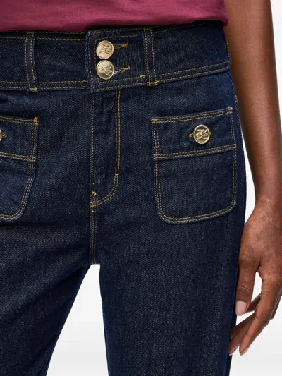 Karl Lagerfeld Double-button Patch-pocket Jeans In Blue