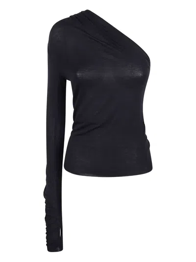 Thom Krom One-shoulder Draped Top In Black