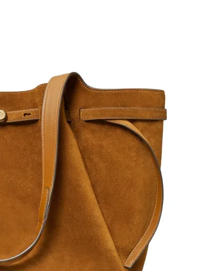 Tory Burch Romy Pebble Leather Bucket Bag In Brown