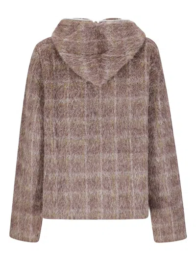 Our Legacy Check-pattern Hooded Zip-up Jacket In Brown