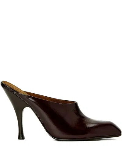 Khaite 100mm Colt Square-toe Heeled Mules In Brown