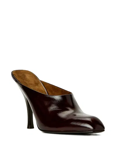 Khaite 100mm Colt Square-toe Heeled Mules In Brown