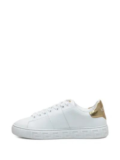 Versace Sneakers With Greek Key Motif In White