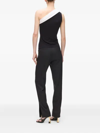 Karl Lagerfeld Karl Dna Asymmetric Lapel Top In Black